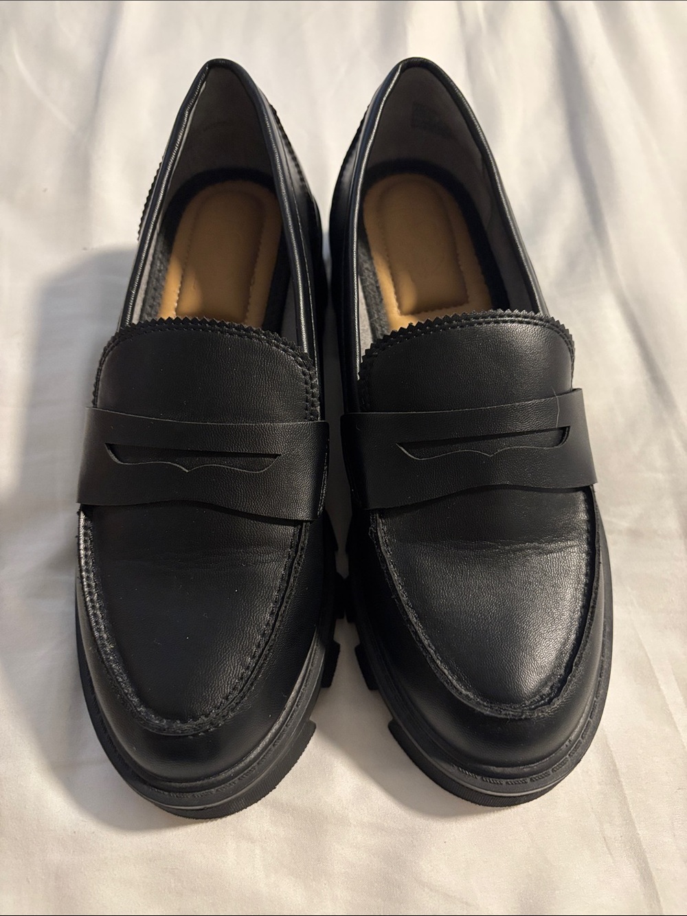 Crown Vintage Black Leather Penny Loafers